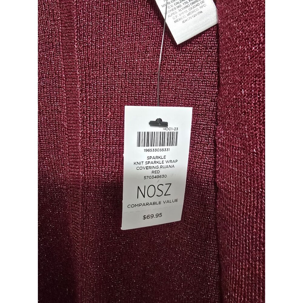 CHICO'S Sparkle Ruana Wrap In Red Size One Size - Picture 5 of 5